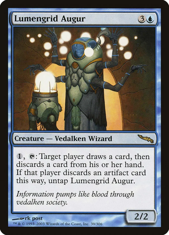 2003 Mirrodin Lumengrid Augur rare #39 rare card image