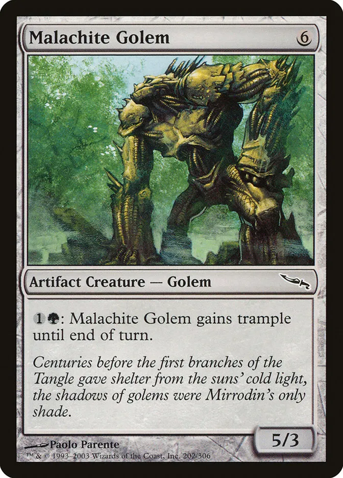 2003 Mirrodin Malachite Golem #202 common card image
