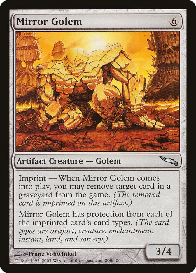 2003 Mirrodin Mirror Golem uncommon #208 uncommon card image