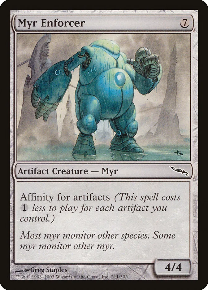 2003 Mirrodin Myr Enforcer #211 common card image