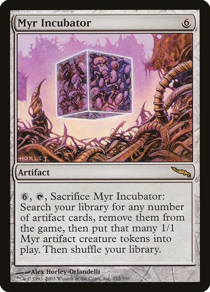 2003 Mirrodin Myr Incubator #212 rare card image