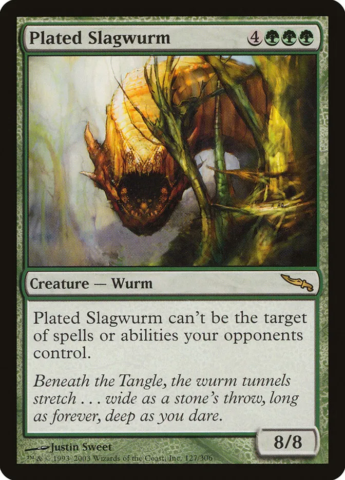 2003 Mirrodin Plated Slagwurm rare #127 rare card image