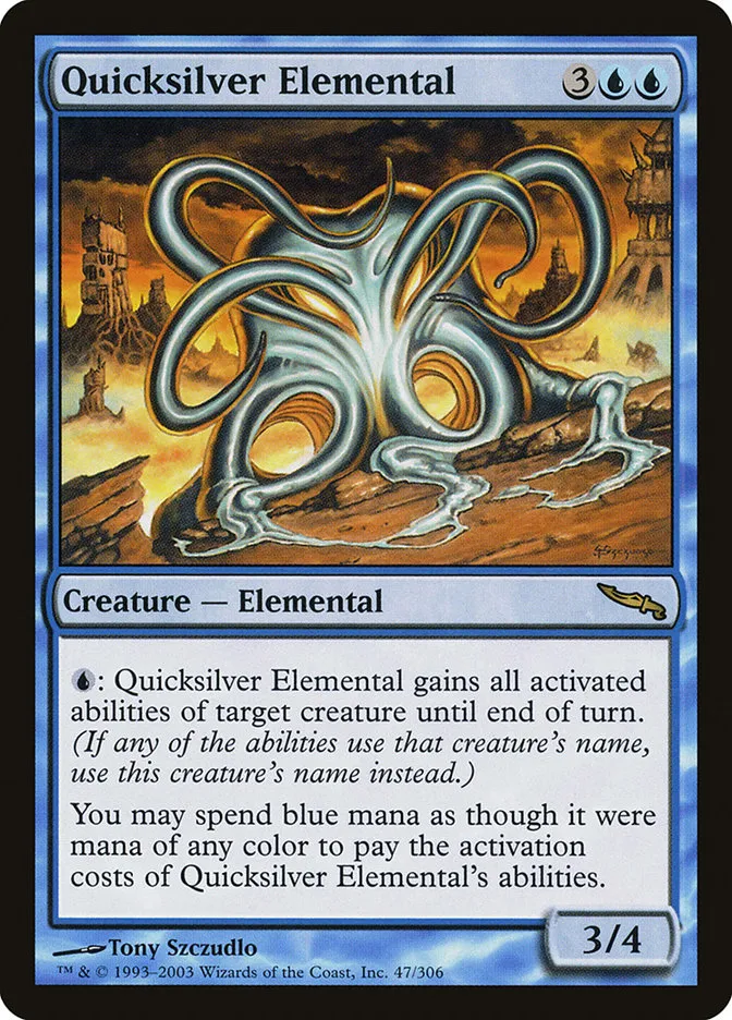 2003 Mirrodin Quicksilver Elemental rare #47 rare card image