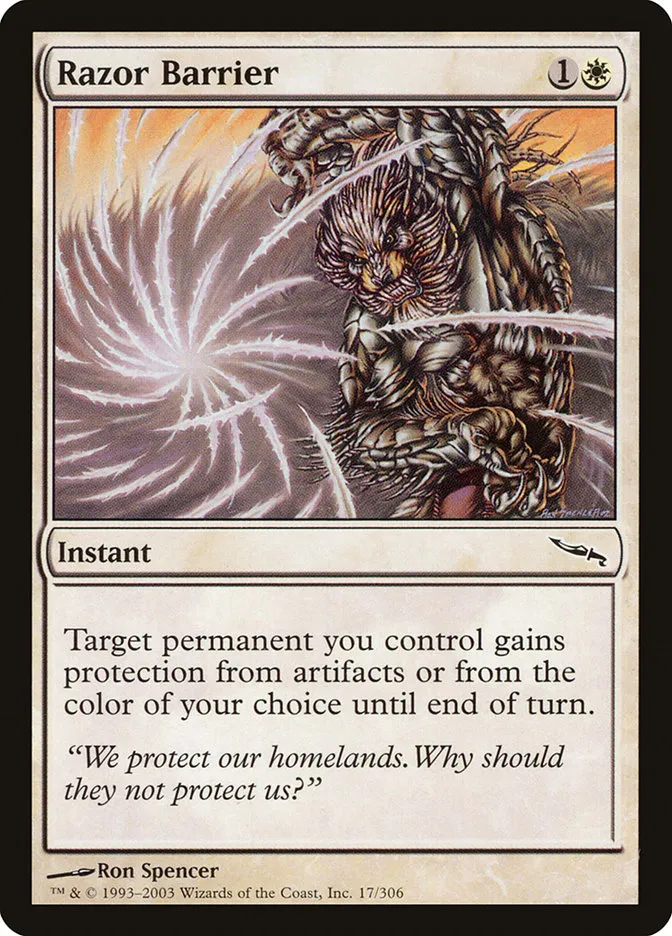 2003 Mirrodin Razor Barrier common #17 common card image