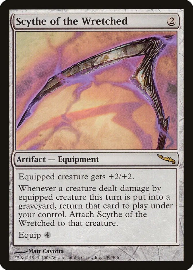 2003 Mirrodin Scythe of the Wretched #239 rare card image