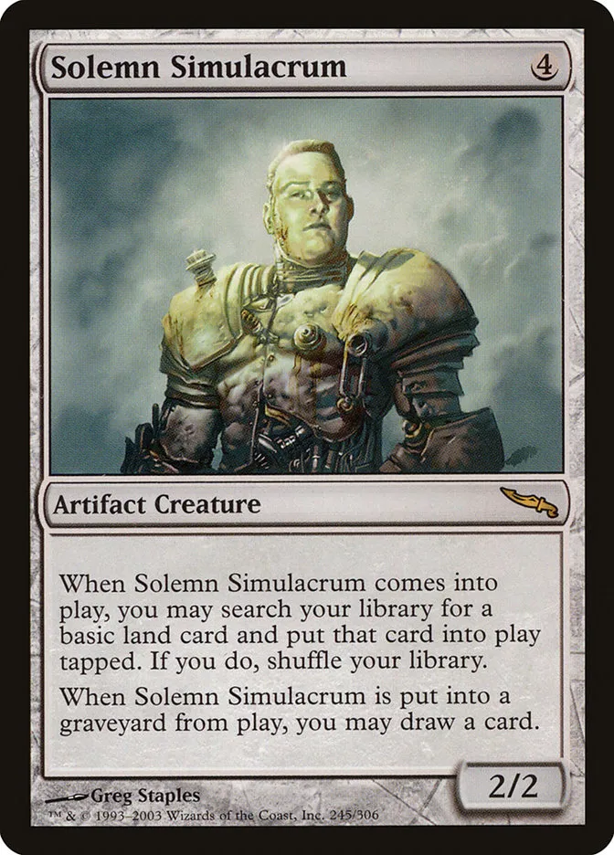 2003 Mirrodin Solemn Simulacrum #245 rare card image