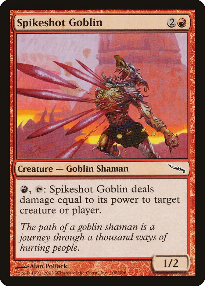 2003 Mirrodin Spikeshot Goblin common #108 common card image