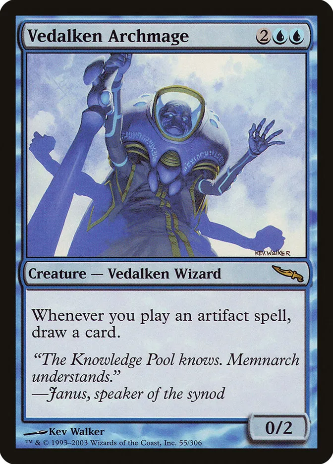 2003 Mirrodin Vedalken Archmage rare #55 rare card image