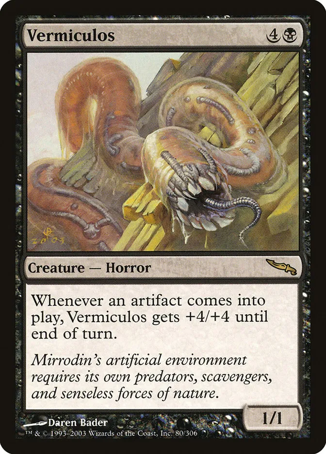 2003 Mirrodin Vermiculos rare #80 rare card image