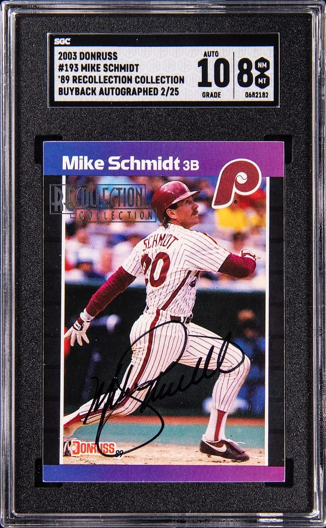 2003 Panini Donruss Mike Schmidt 89 Recollection Collection Buyback Autographed #193 card image