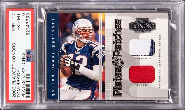 2003 Playoff Honors Tom Brady Dual Plates & Patches #PP-12 card image