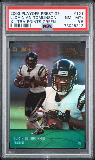 2003 Playoff Prestige LaDainian Tomlinson X-TRA Points Green #121 card image