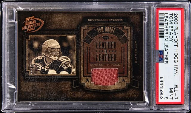 2003 Playoff Tom Brady Game-Used Hogg Heaven Leather in Leather #LL-7 card image