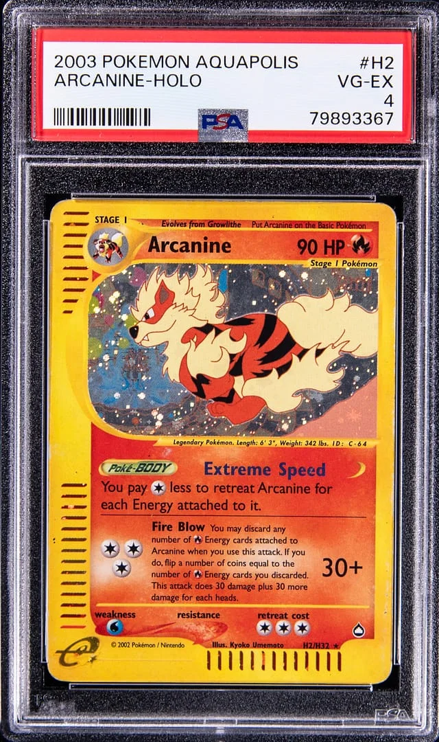 2003 Pokemon Aquapolis Arcanine-Holo #H2 card image