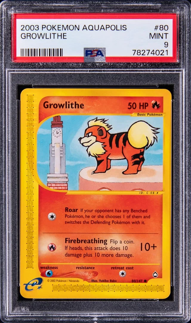 2003 Pokemon Aquapolis Growlithe #80 card image