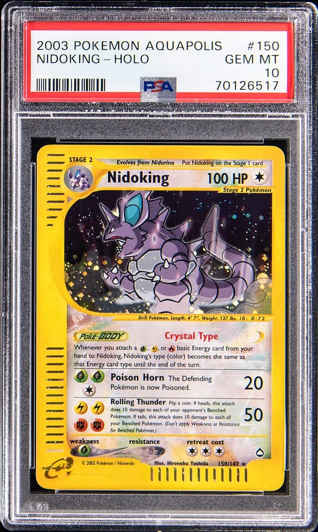 2003 Pokemon Aquapolis Holo Crystal Nidoking #150 card image