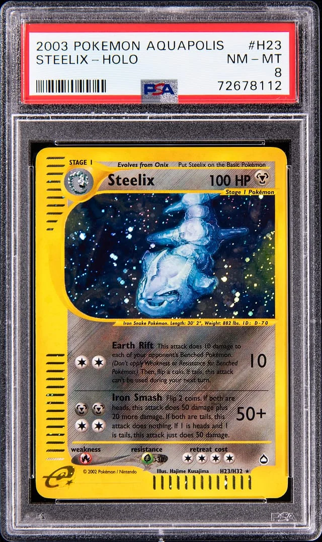2003 Pokemon Aquapolis Holo Steelix #H23 card image