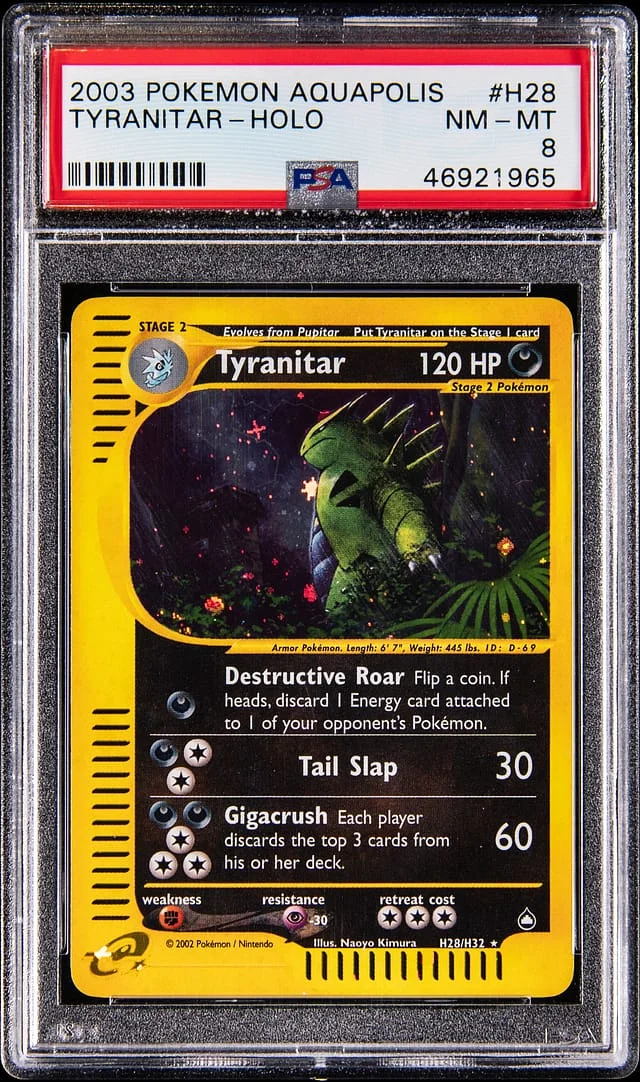 2003 Pokemon Aquapolis Holo Tyranitar #H28 card image