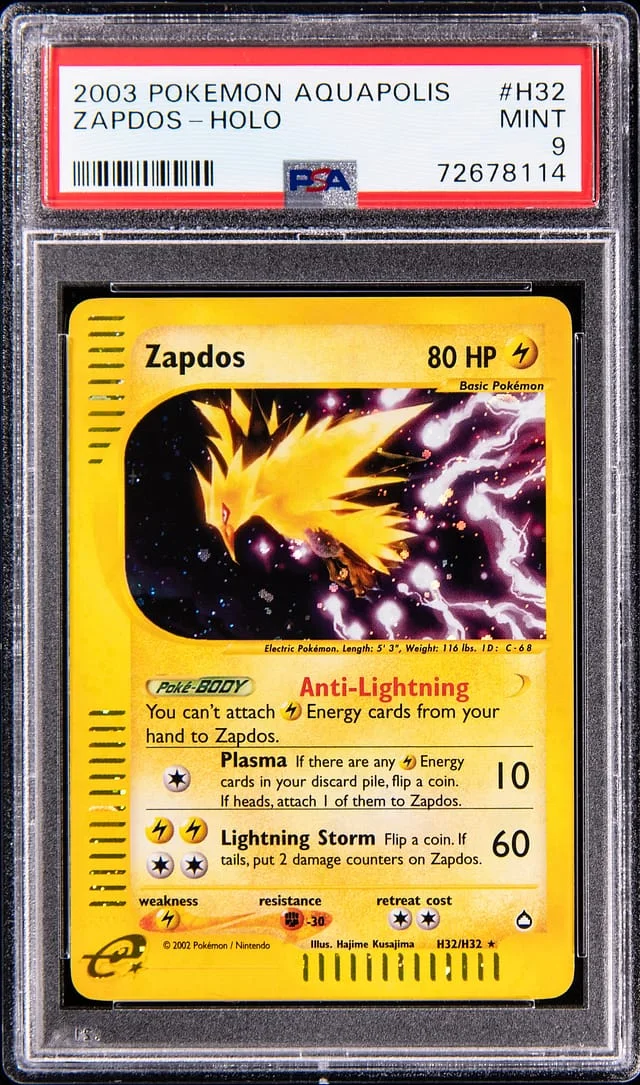 2003 Pokemon Aquapolis Holo Zapdos #H32 card image