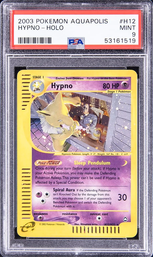 2003 Pokemon Aquapolis Holofoil Hypno #H12 card image