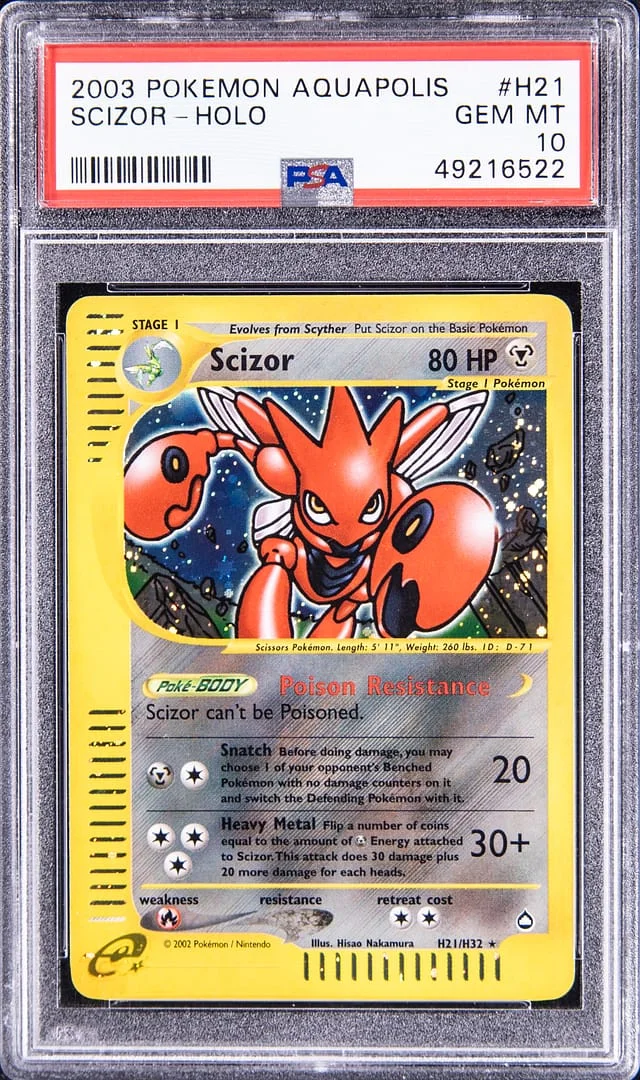 2003 Pokemon Aquapolis Holofoil Scizor #H21 card image