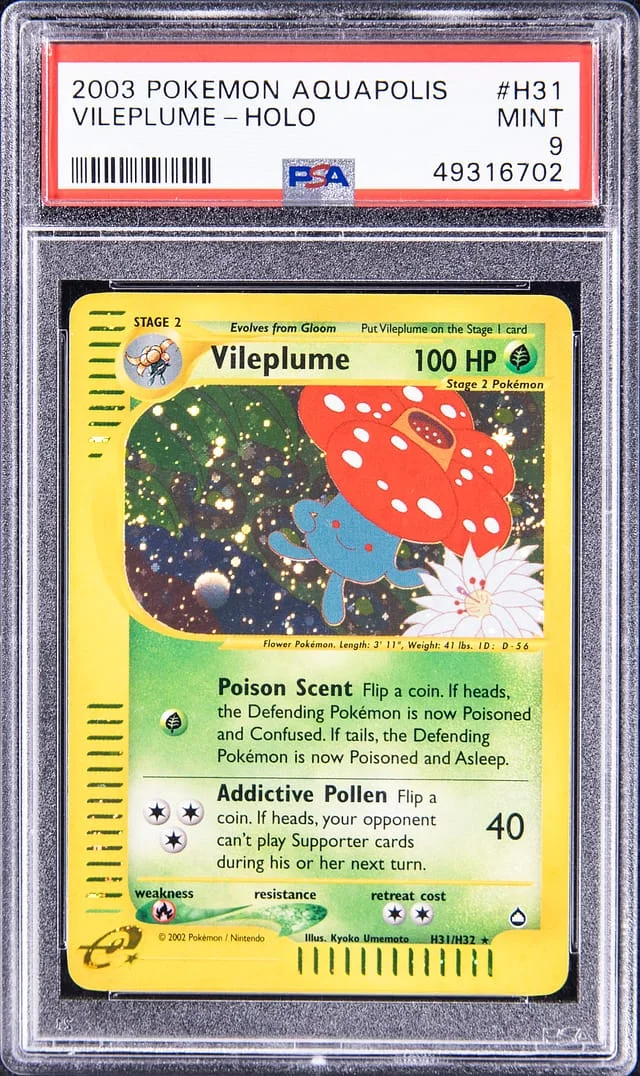 2003 Pokemon Aquapolis Holofoil Vileplume #H31 card image