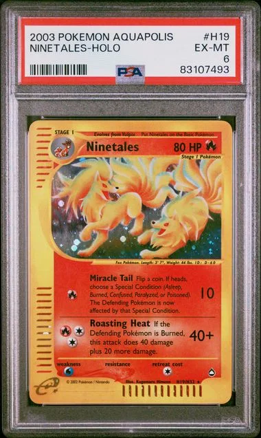2003 Pokemon Aquapolis Ninetales-Holo #H19 card image