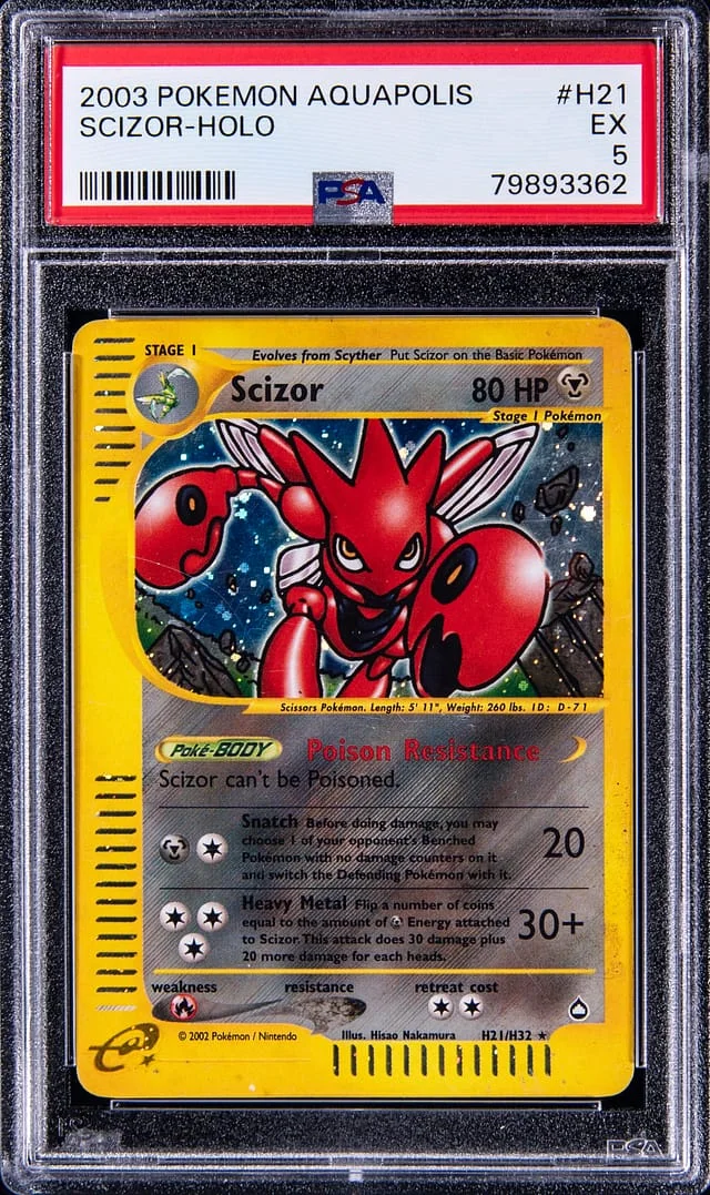 2003 Pokemon Aquapolis Rare Holofoil Scizor #H21 card image