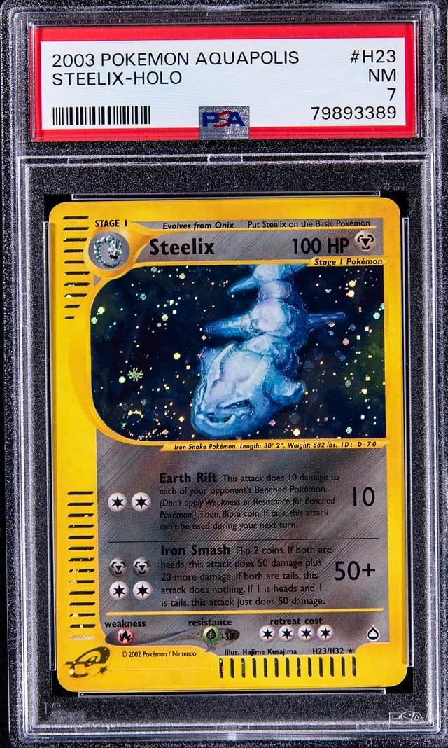 2003 Pokemon Aquapolis Rare Holofoil Steelix #H23 card image