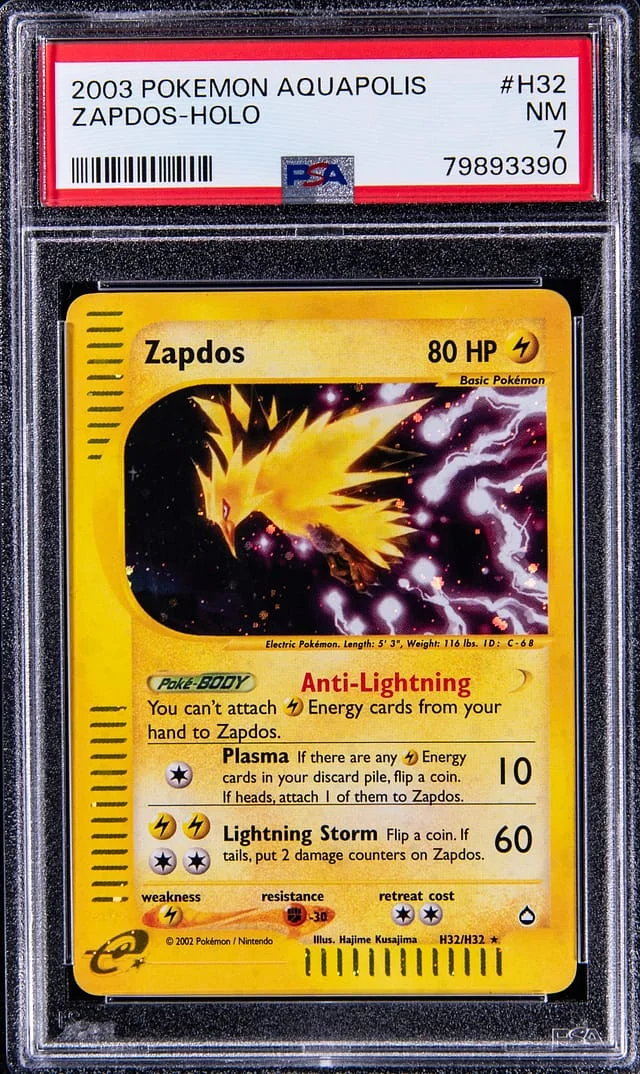 2003 Pokemon Aquapolis Rare Holofoil Zapdos #H32 card image