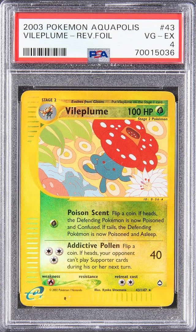 2003 Pokemon Aquapolis Rare Reverse Foil Vileplume #43 card image