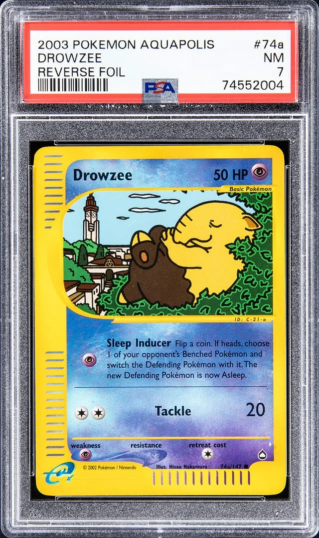 2003 Pokemon Aquapolis Reverse Foil Drowzee #74a card image