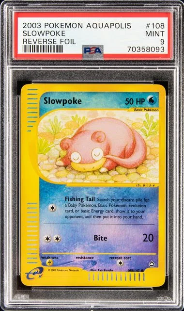 2003 Pokemon Aquapolis Reverse Foil Slowpoke #108 card image