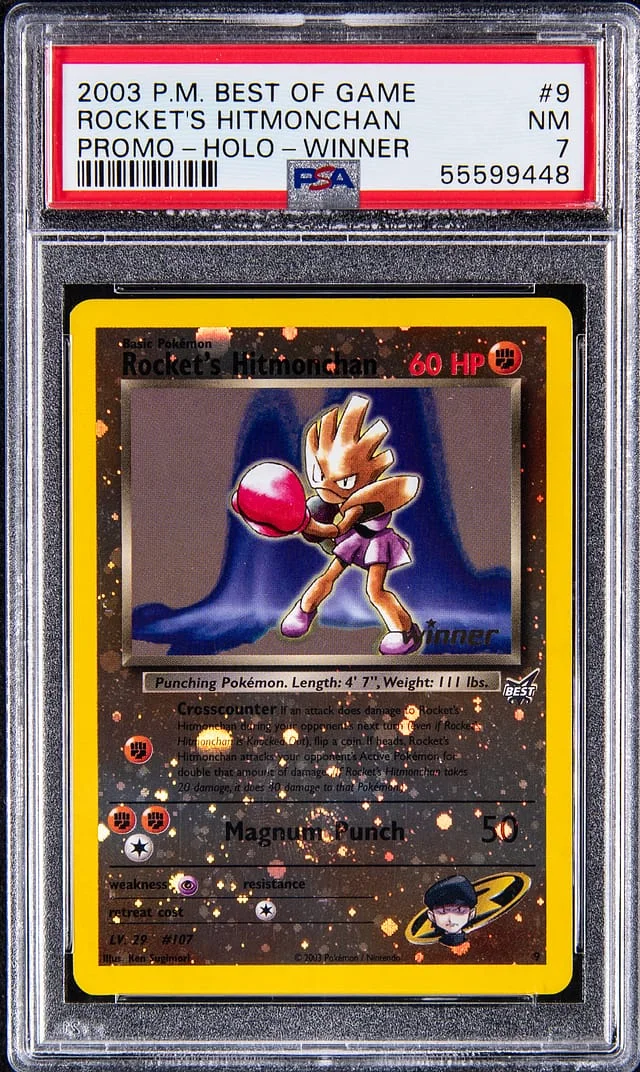 2003 Pokemon Best of Game Promo Winner Holo Rocket's Hitmonchan #9 card image