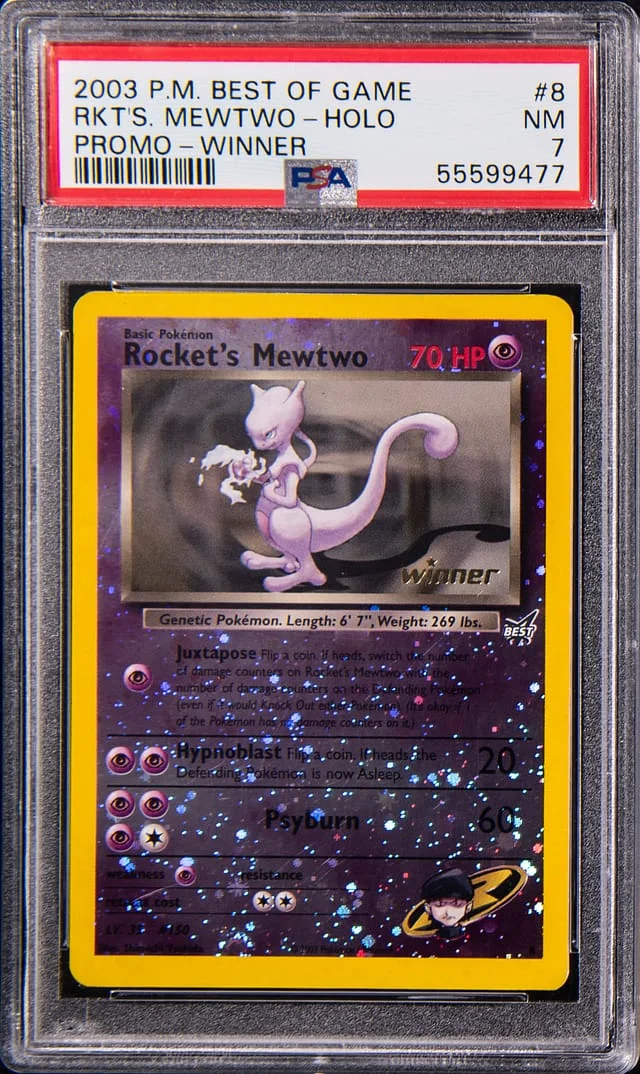 2003 Pokemon Best of Game Promo Winner Holo Rocket's Mewtwo #8 card image