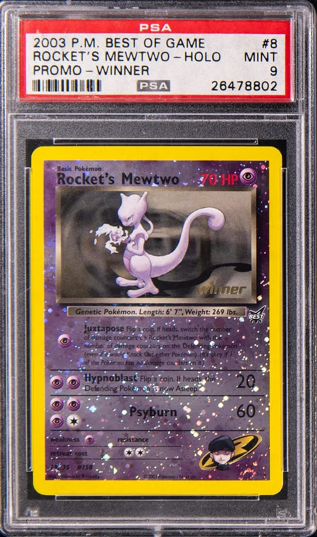 2003 Pokemon Best of Game Promo Winner Reverse Holo Rocket's Mewtwo #8 card image