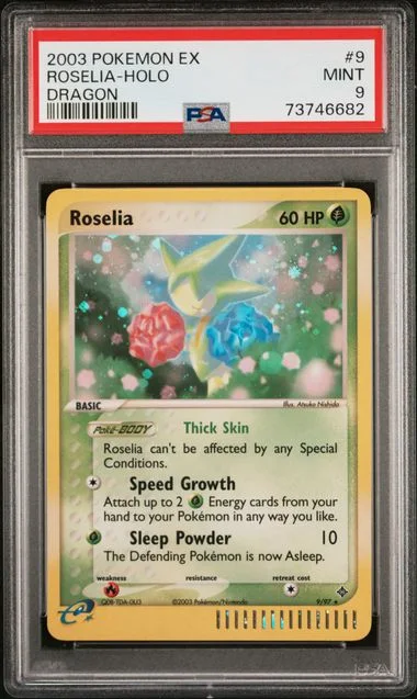 2003 Pokemon EX Dragon Rare Holofoil Roselia #9 card image