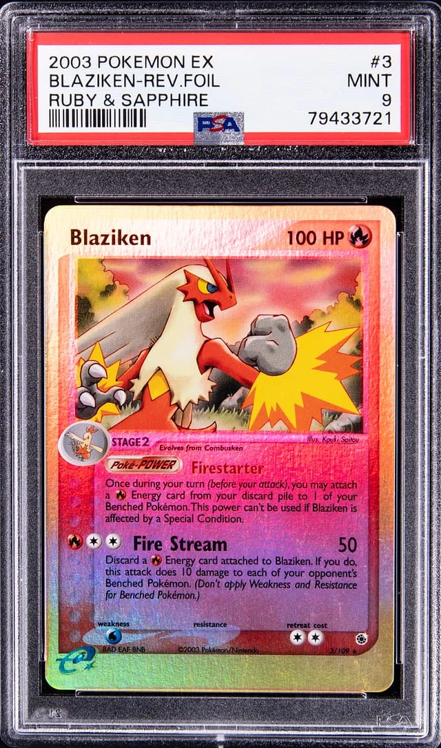 2003 Pokemon EX Ruby and Sapphire Reverse Foil Blaziken #3 card image