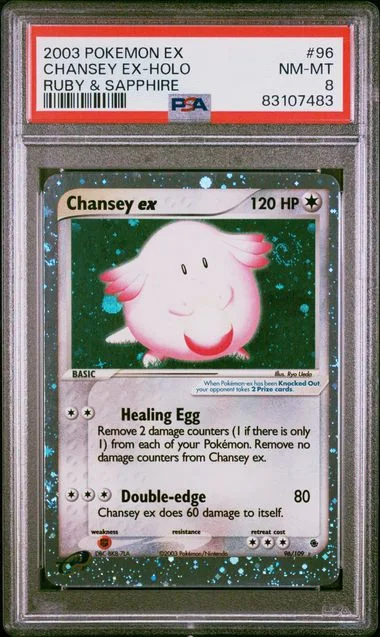 2003 Pokemon Ex Ruby & Sapphire Chansey Ex-Holo #96 card image