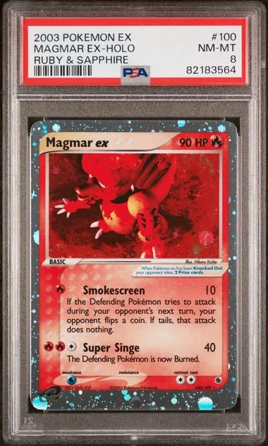 2003 Pokemon Ex Ruby & Sapphire Magmar Ex-Holo #100 card image