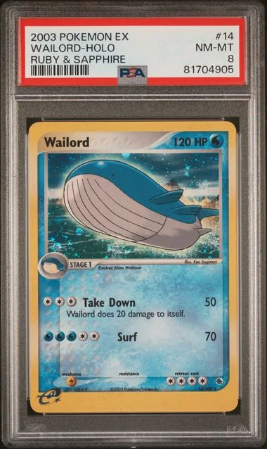 2003 Pokemon EX Ruby & Sapphire Rare Holofoil Wailord #14 card image