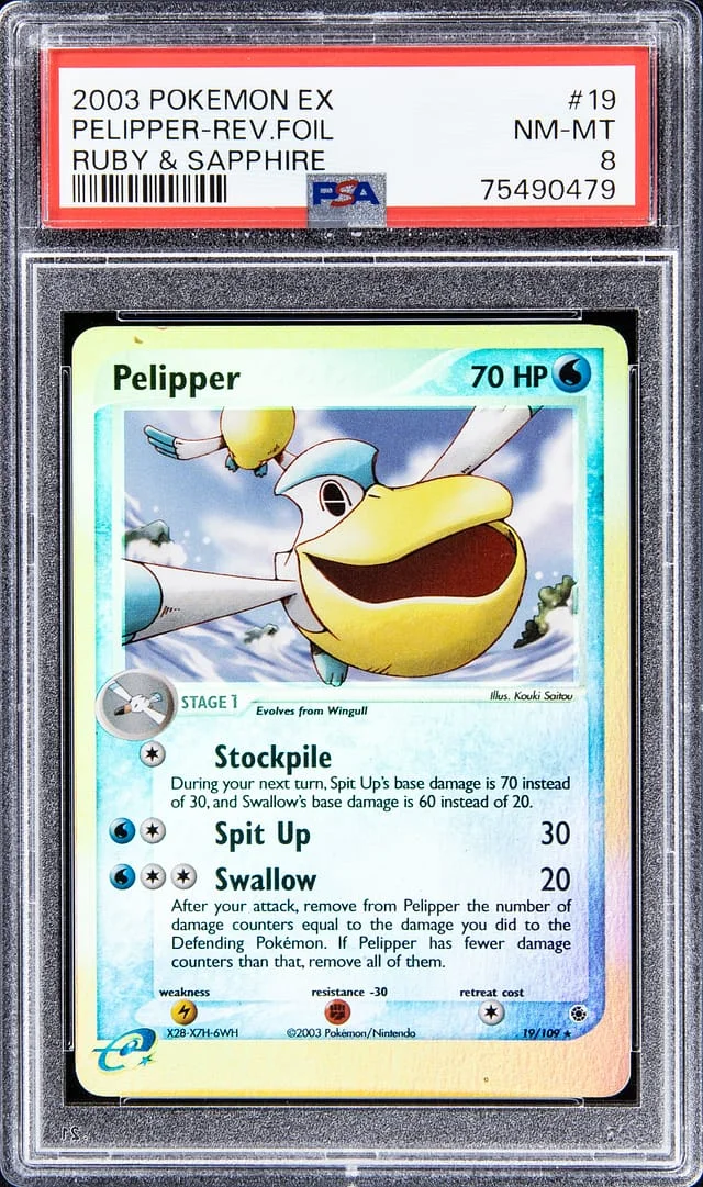 2003 Pokemon EX Ruby & Sapphire - Reverse Foil Pelipper #19 card image
