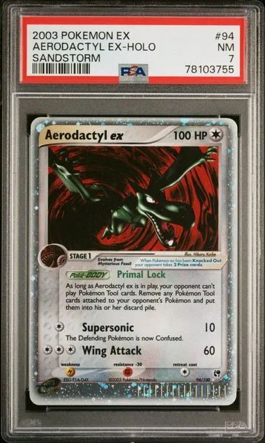 2003 Pokemon Ex Sandstorm Aerodactyl Ex-Holo #94 card image