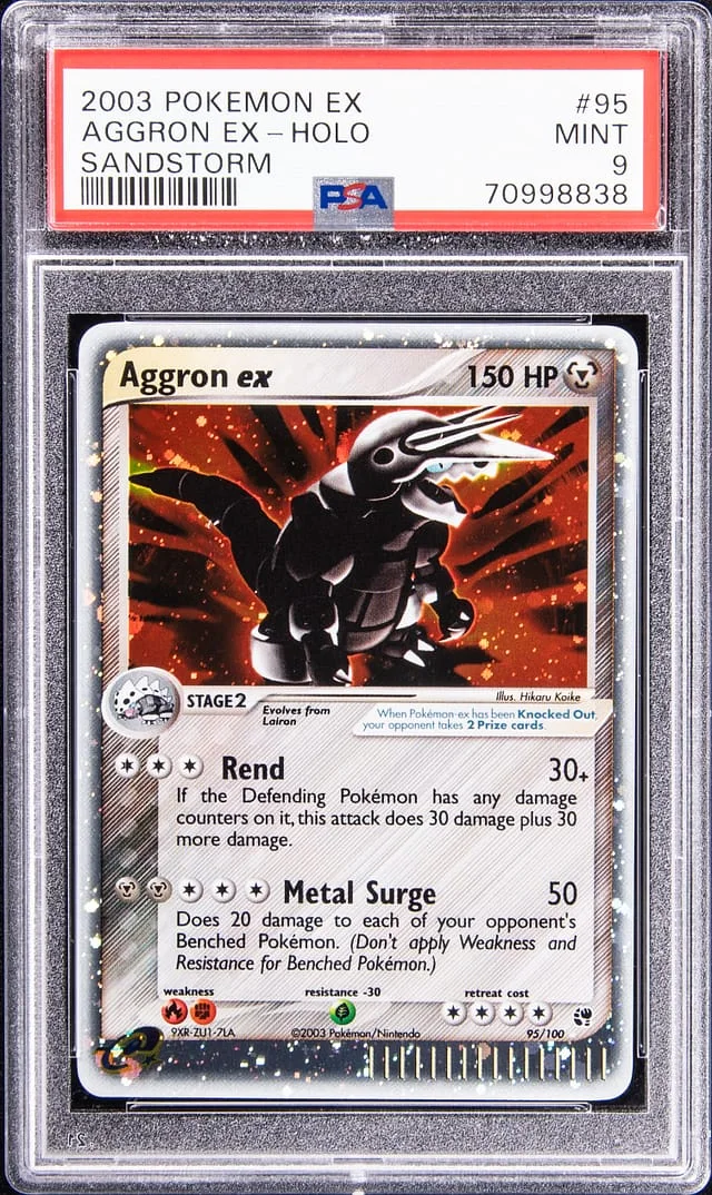 2003 Pokemon Ex Sandstorm Holo Aggron Ex #95 card image