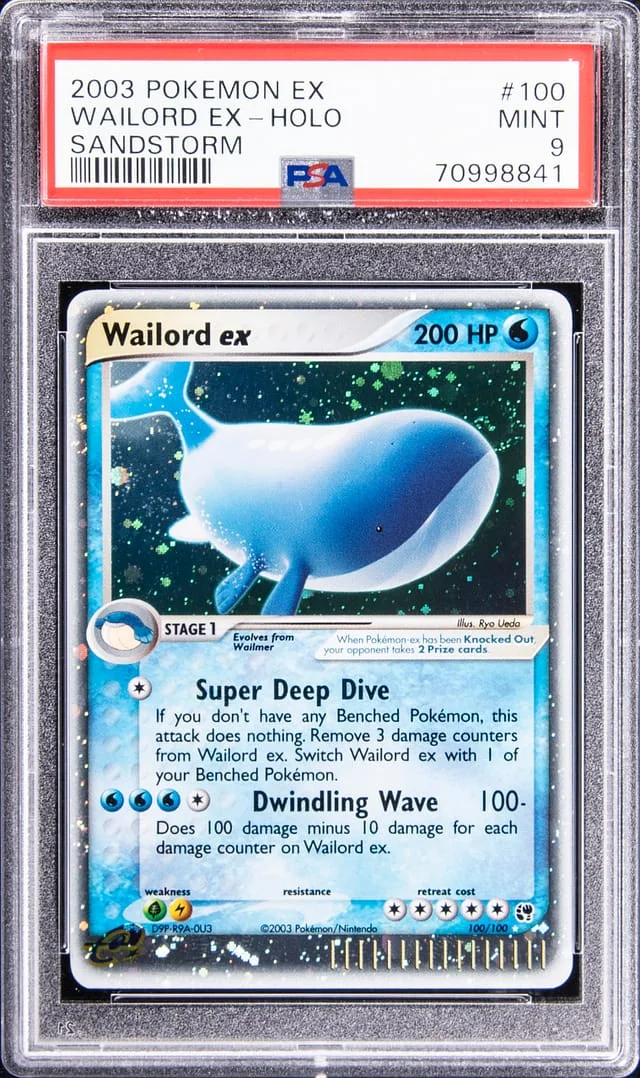 2003 Pokemon Ex Sandstorm Holo Wailord Ex #100 card image