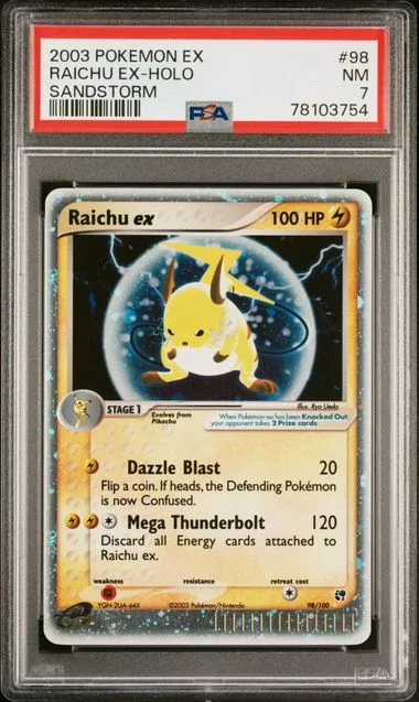 2003 Pokemon Ex Sandstorm Raichu Ex-Holo #98 card image