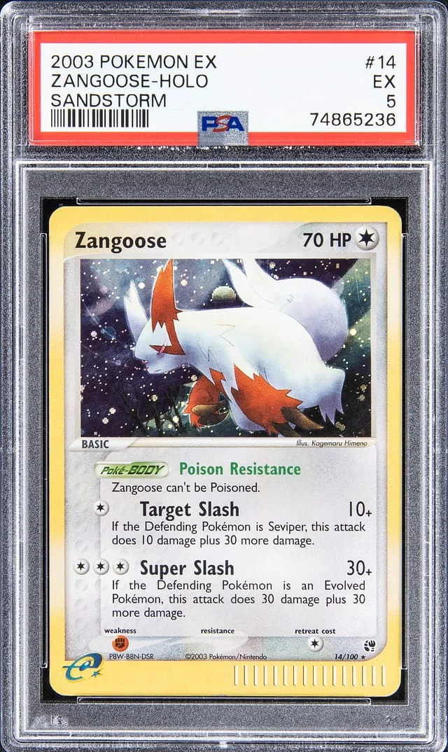 2003 Pokemon EX Sandstorm Rare Holofoil Zangoose #14 card image