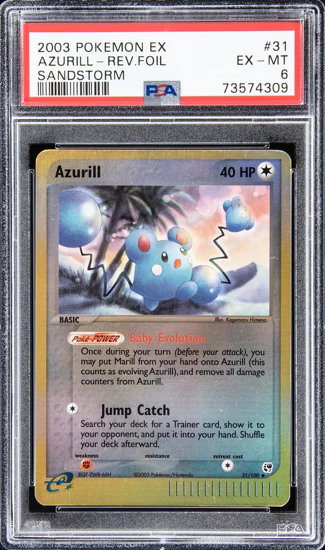 2003 Pokemon EX Sandstorm - Reverse Foil Azurill #31 card image