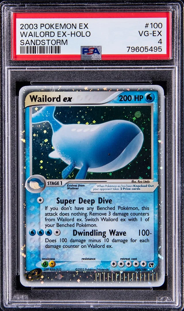 2003 Pokemon Ex Sandstorm Wailord Ex-Holo #100 card image