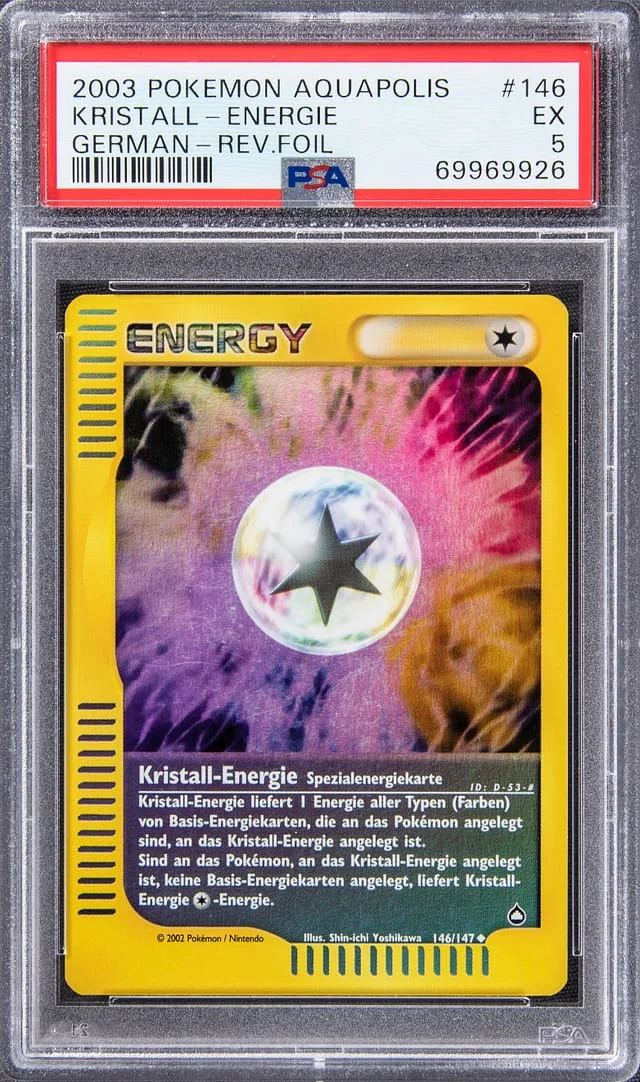 2003 Pokemon German Aquapolis Reverse Foil Kristall Energie #146 card image